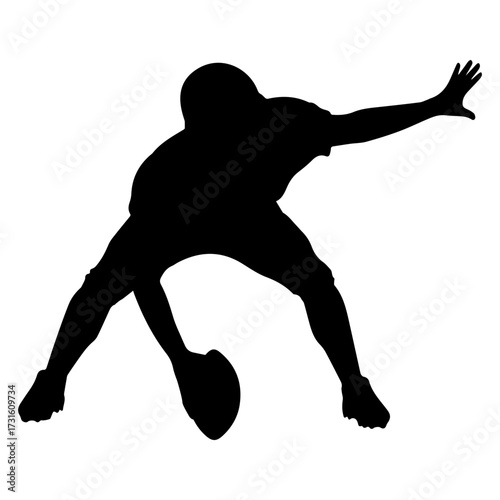 Silhouette of an American football player in low stance ready to snap