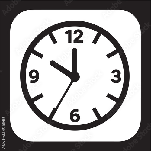 Simple Clock Icon A Black and White Design for Punctuality and Time Management