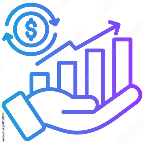Increase Sales line gradient icon