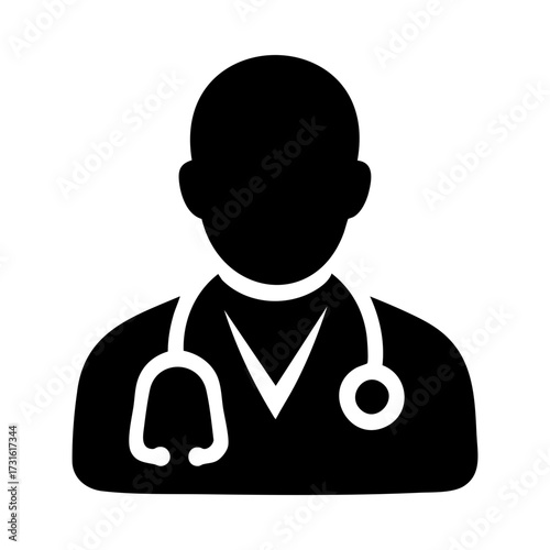 Global professions icon of doctor with stethoscope