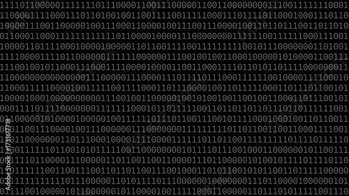 Binary Code on Black Digital Background. Rows of ones and zeros in a binary pattern create a digital data backdrop, symbolizing coding and information processing