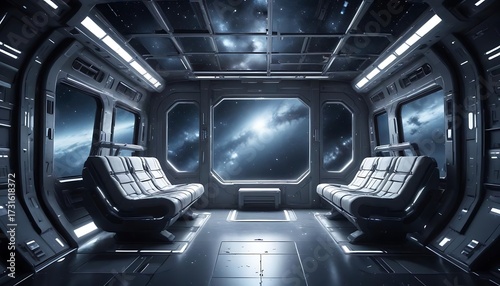 Space shuttle with two seats and a window
