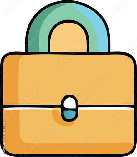 Brightly colored cartoon padlock icon symbolizing security safety and access control simple digital graphic element