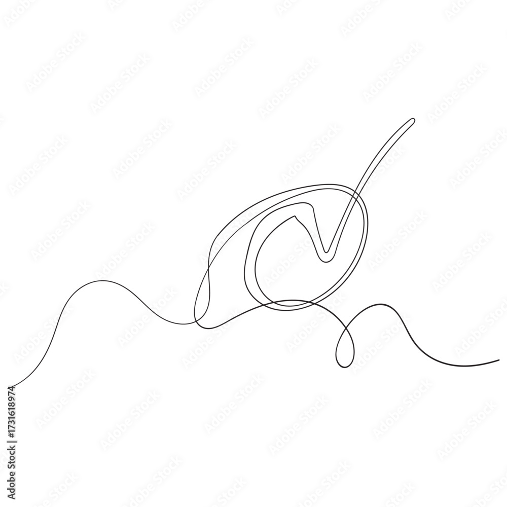 Obraz premium Continuous line is creating the shape of a check mark One continuous line drawing check mark Vector illustration of check mark continuous one line drawing