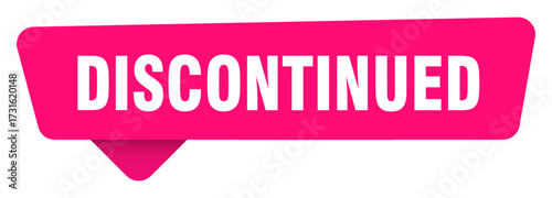 discontinued magenta sticker isolated on transpatent background. discontinued sign
