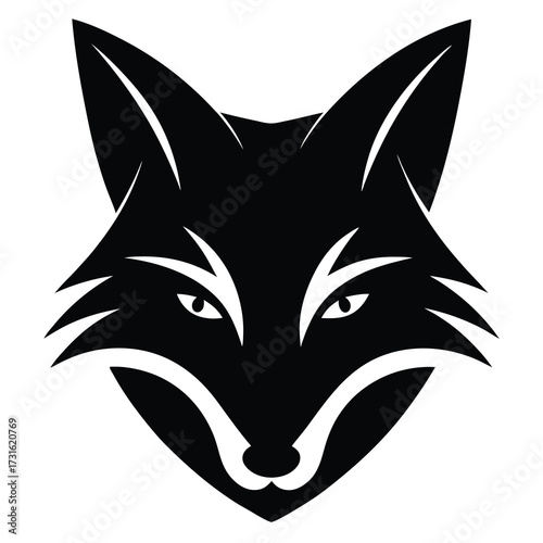 Fox Head Silhouette and Outline Vector Illustration – Wild Animal Graphic Design