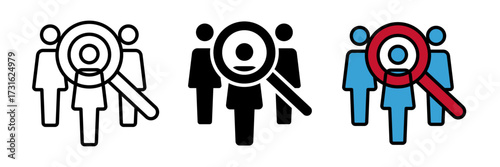 Hiring icon employee search symbol concept, headhunting, staff selection, vector illustration on white background.