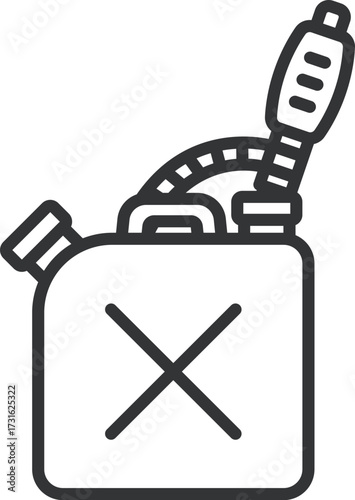 灯油タンクとポンプのアイコン（線画）のイラスト