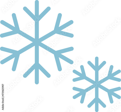 雪の結晶のアイコン（線画カラー）のイラスト