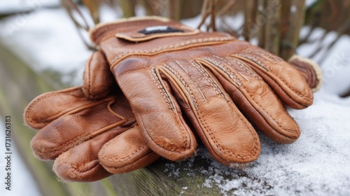 Brown leather jogging gloves warm and trustworthy for winter sports branding
