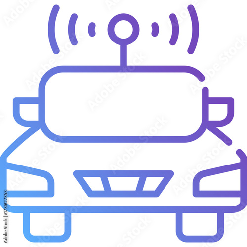 Gradient Line Icon of Autonomous Vehicle with AI and Wireless Navigation
