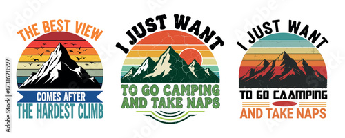 Mountain Adventure Hiking Retro Design, wild, hill, nature Explore travel vector typography of T-shirt design. travel outdoor finnd wild camping.