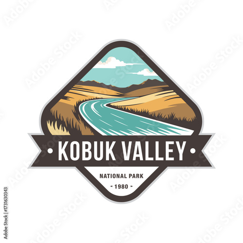 Kobuk Valley National Park logo badge emblem illustration