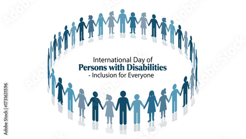 A diverse group of stylized human figures holding hands in a circle, forming a symbol of unity and inclusion for International Day of Persons with Disabilities.