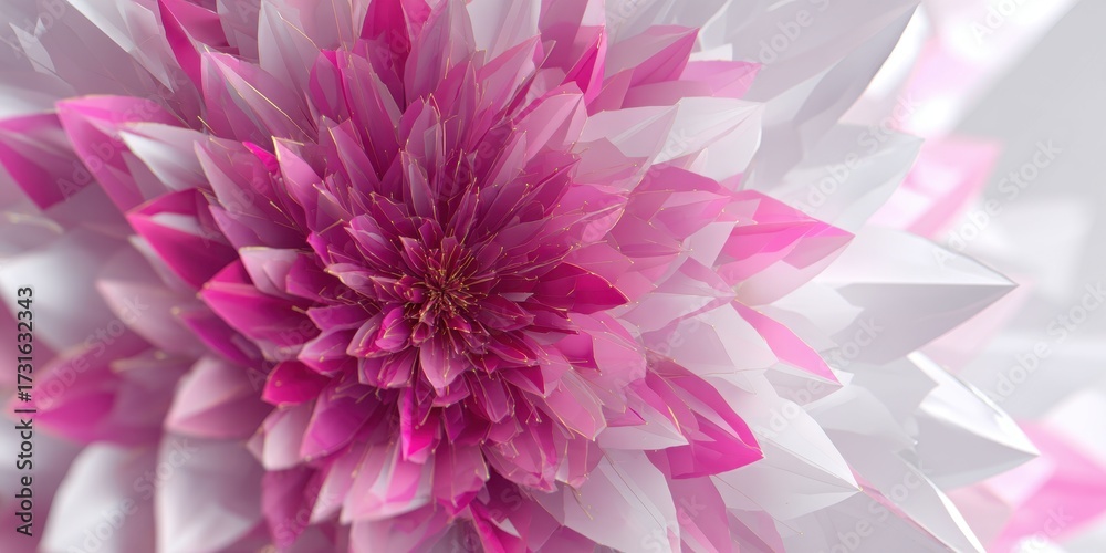 Obraz premium Dahlia Bloom's Colorful Embrace: A close-up view unveils a Dahlia flower in full bloom, a visual symphony of white and magenta, its petals meticulously arranged.