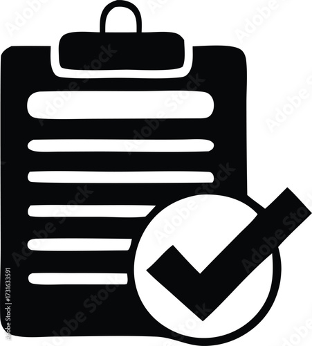 Clipboard with checklist and prominent checkmark symbolizing task completion accuracy and documented approval for business tasks