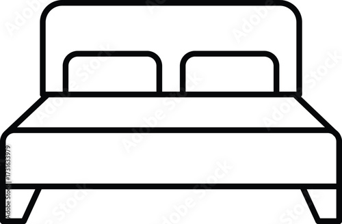 Minimal bed line art icon vector illustration for furniture and interior design