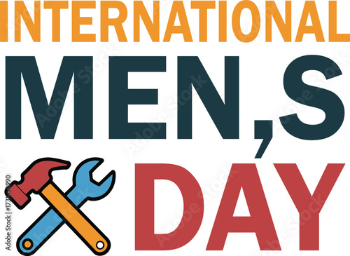 International Men's Day Graphic with Hammer and Wrench Tools