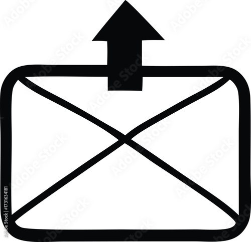Email outgoing arrow icon simple symbol for sending digital communication message forward and uploading data