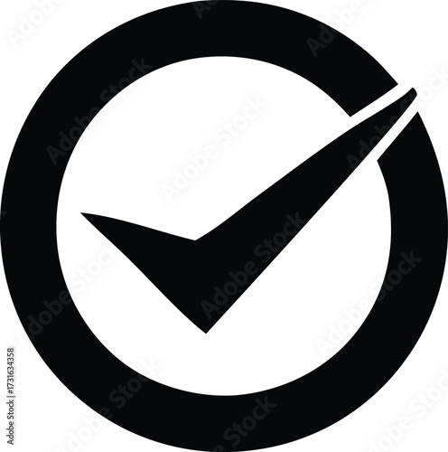 Simple black check mark inside a circle graphic simple approved symbol icon design element business finance concept perfect for websites apps presentations and documents