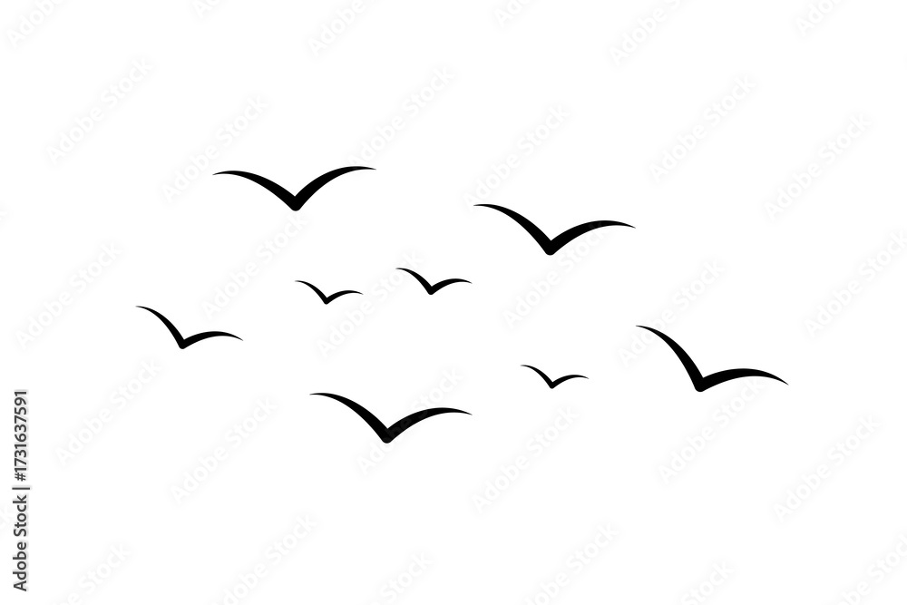 Naklejka premium Simple birds flying icon. Flat vector illustration design isolated on white background.