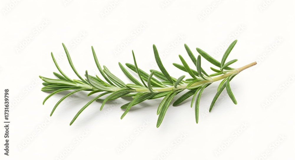Fototapeta premium Fresh rosemary sprig, vibrant green herb for culinary designs, adding a touch of nature and flavor to food photography, perfect for recipes and menus