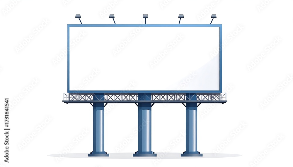Fototapeta premium Blank billboard on three support pillars