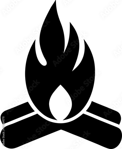 Campfire Silhouette Vector Illustration Isolated Outdoor Fire Design
