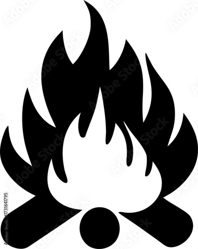 Campfire Silhouette Vector Illustration Isolated Outdoor Fire Design