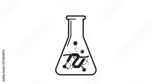Abstract illustration of a science experiment with bubbling liquid in a flask silhouette