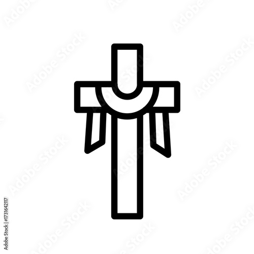 Christian cross with priest's stole  - vector icon