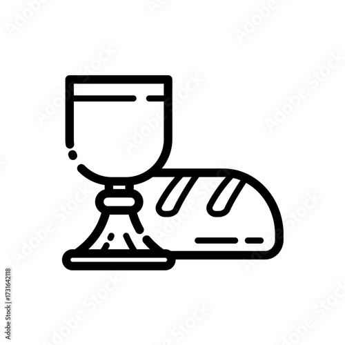 Holy communion bread and chalice - vector icon
