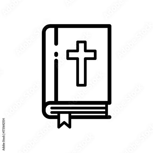 Bible book with cross on cover - vector icon