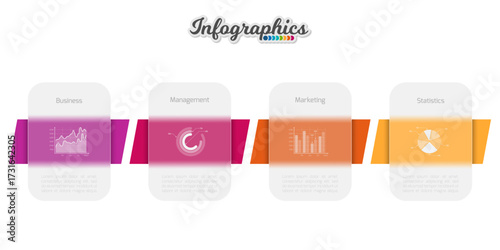 Infographic design template. Progress bar with translucent elements. Vector infographic illustration can be used for chart, diagram, web design, presentation, workflow layout
