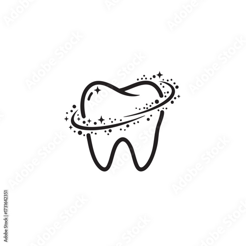 A pristine, healthy tooth is elegantly illustrated with a sparkling, protective aura, symbolizing superior oral hygiene and dental care.