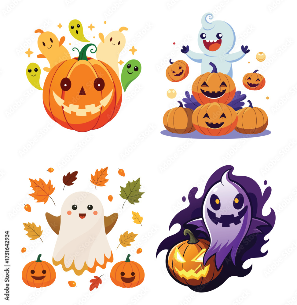 Obraz premium Halloween costume icons set – flat, spooky and festive designs for your projects