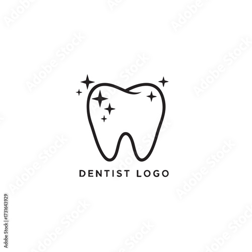 This minimalist graphic showcases a sparkling, healthy tooth outline, perfect for a contemporary dental clinic logo, symbolizing pristine oral hygiene and expert care.