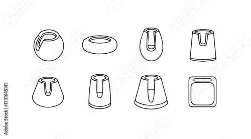 Collection of eight abstract vase and container silhouettes in a sketched outline style silhouette