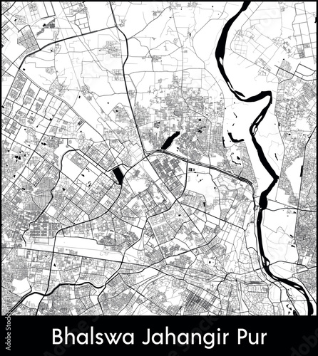 Bhalswa Jahangir Pur city map, India - Topographic vector map poster