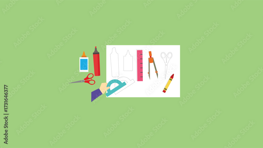 Obraz premium Illustration Vector Graphic of Drawing Tools. Perfect to use for Technology Company