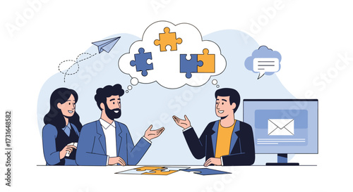 Teamwork and collaboration in a business meeting.