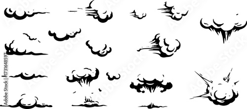Steam clouds. Cartoon dust smoke smell vfx explosion vapour storm vector pictures isolated. Smoke steam, vapour and smell, vapor cloud, aroma perfume illustration