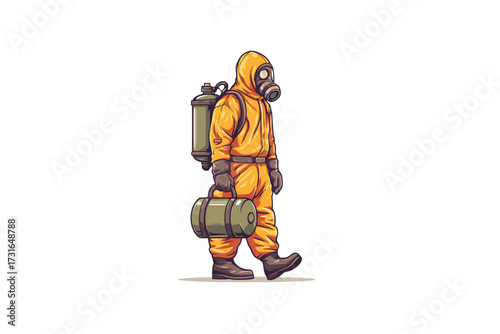 Hazmat worker specialists rubber isolated