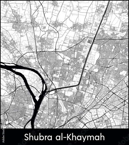 Shubra al Khaymah city map, Egypt - Topographic vector map poster
