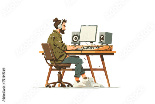 Sound designer at work editor isolated