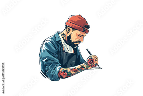 Tattoo artist caucasian professional isolated