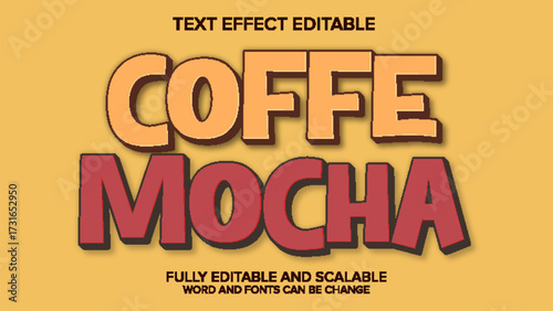 coffe mocha text effect vector editable