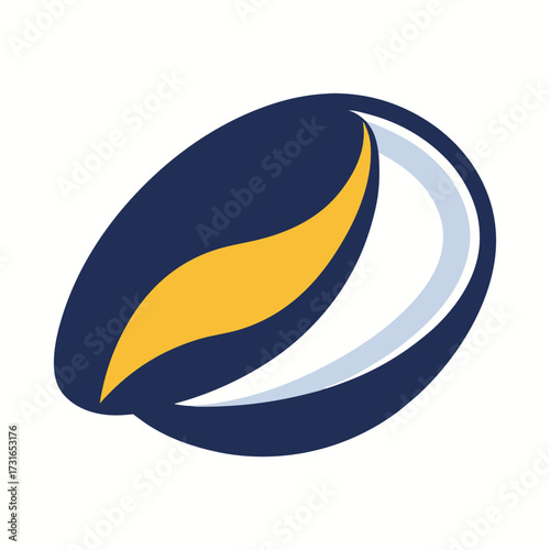 Stylized mussel shell icon simple flat color graphic for general use