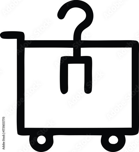 Creative shopping cart icon with hanger symbol representing fashion retail and online shopping convenience