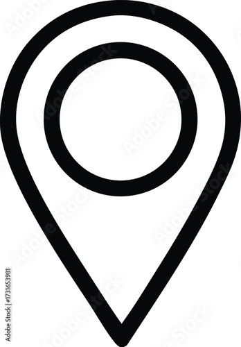 Simple outline map pin icon for navigation location pinpoint graphic design element